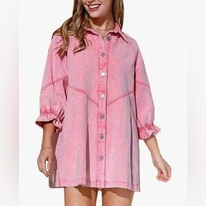 Pink denim dress